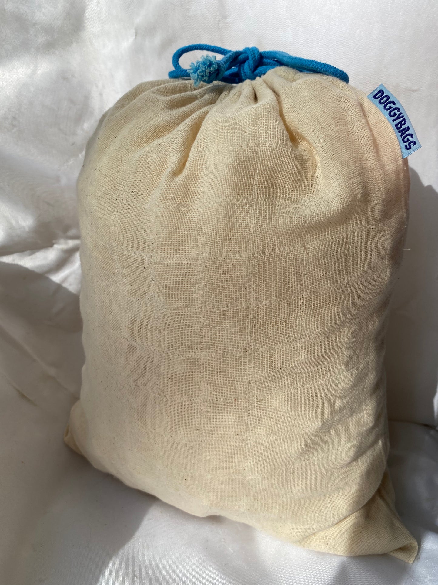 Bulk Food & Bread mini-bag - Large - Natural w/blue cord