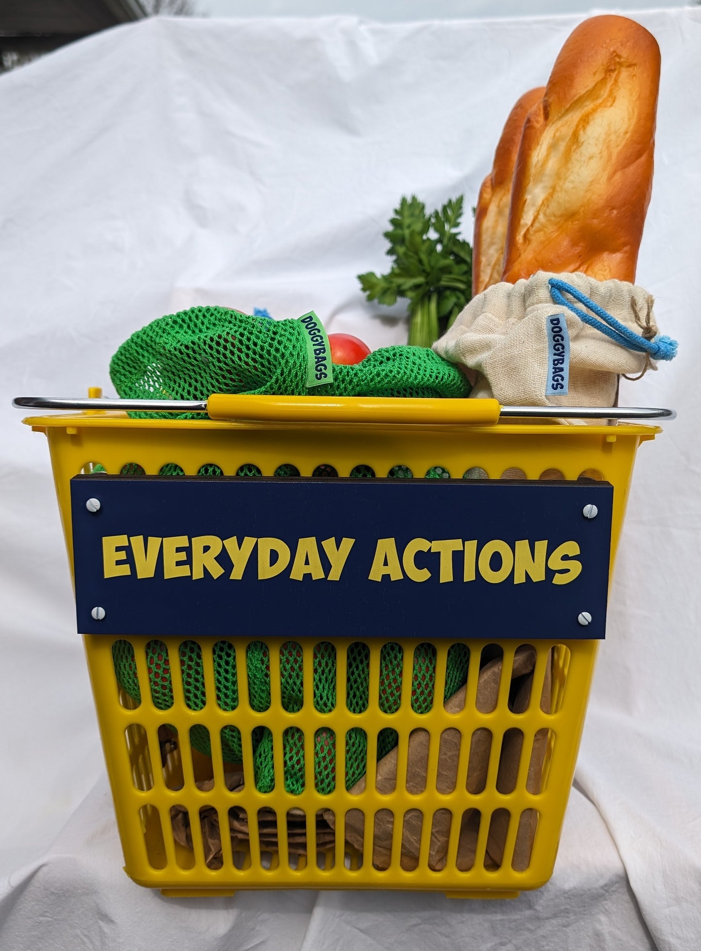 Bulk Food & Bread mini-bag - Large - Natural w/blue cord