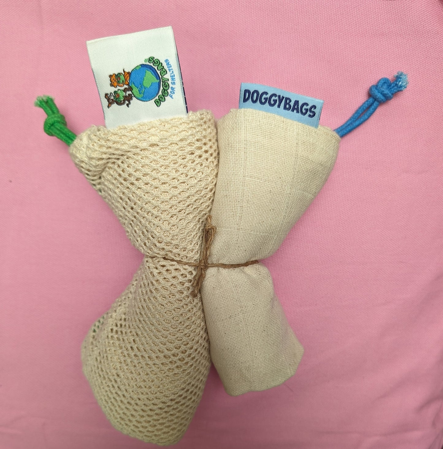 Bulk Food & Bread mini-bag - Large - Natural w/blue cord