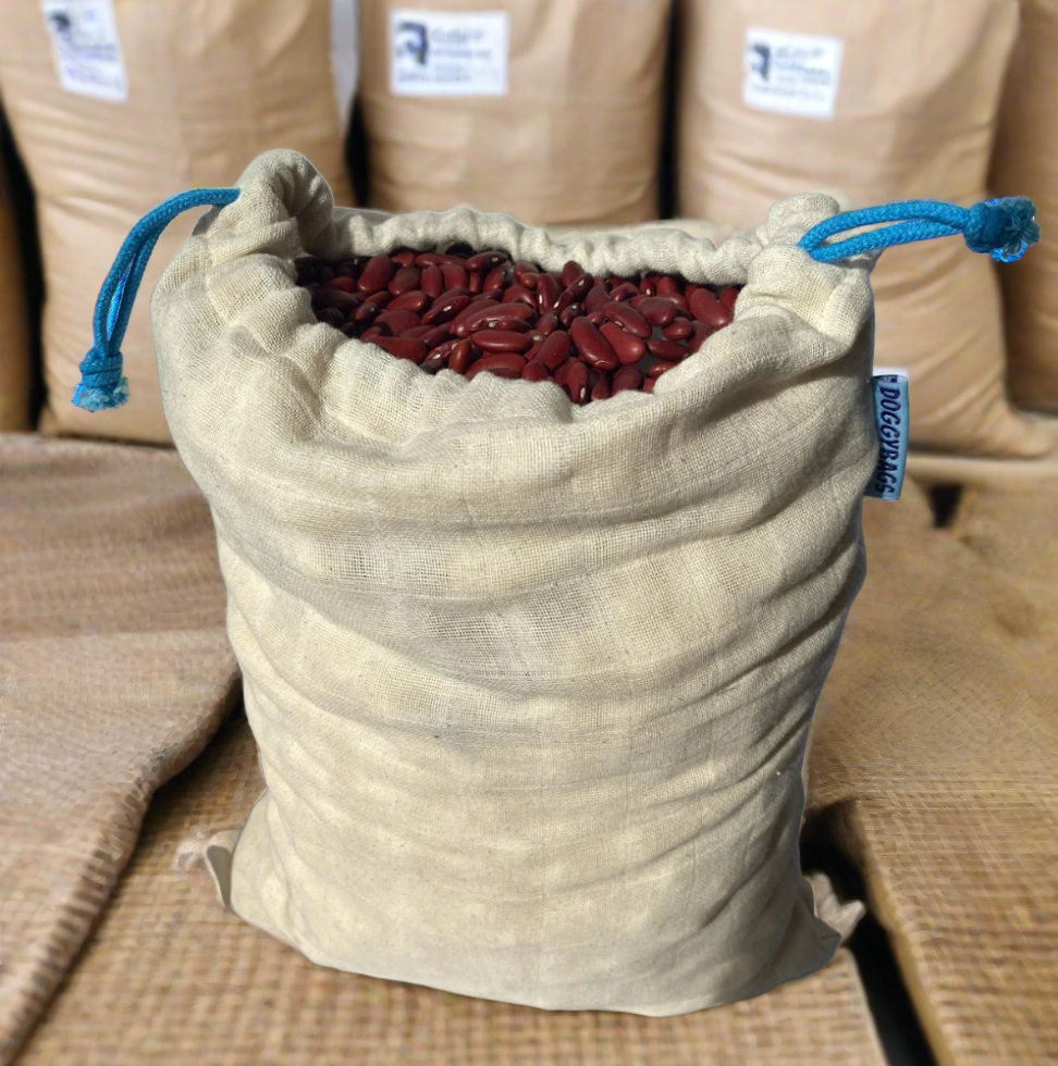 Bulk food - bread bag. Used to shop for beans, grains, nuts, rice, pretzels and all items sold in bulk. Also handy for bakery items such as bread, muffins, bagels etc. Enables a shopper to have a pollution-free food shopping experience.