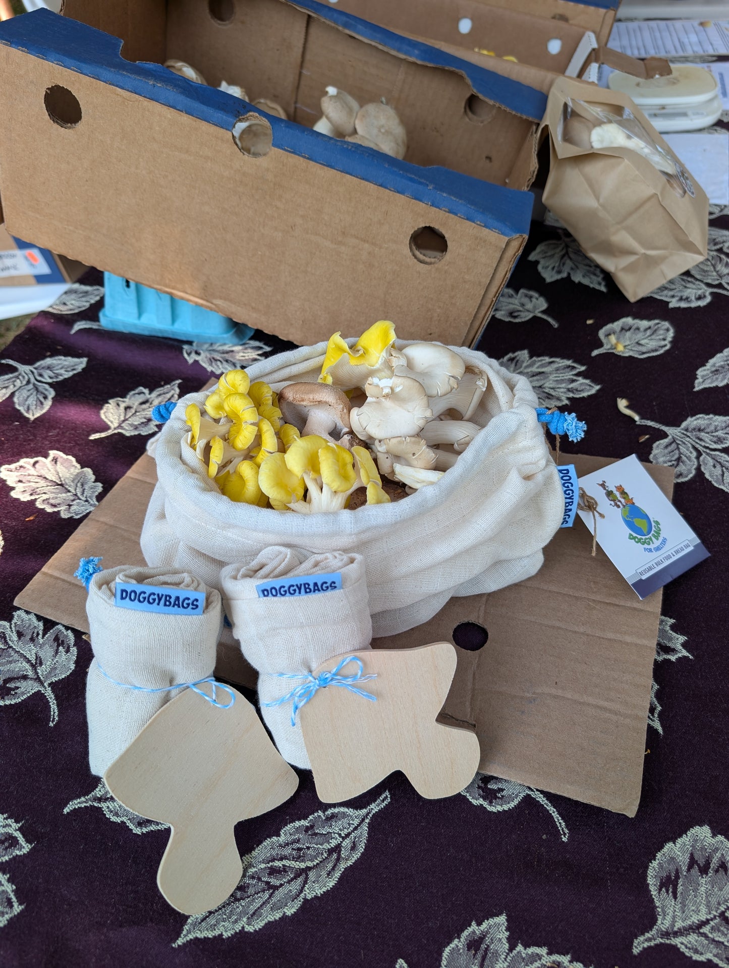 Bulk Food & Bread Bag - Large - Natural Color w/Blue Cord